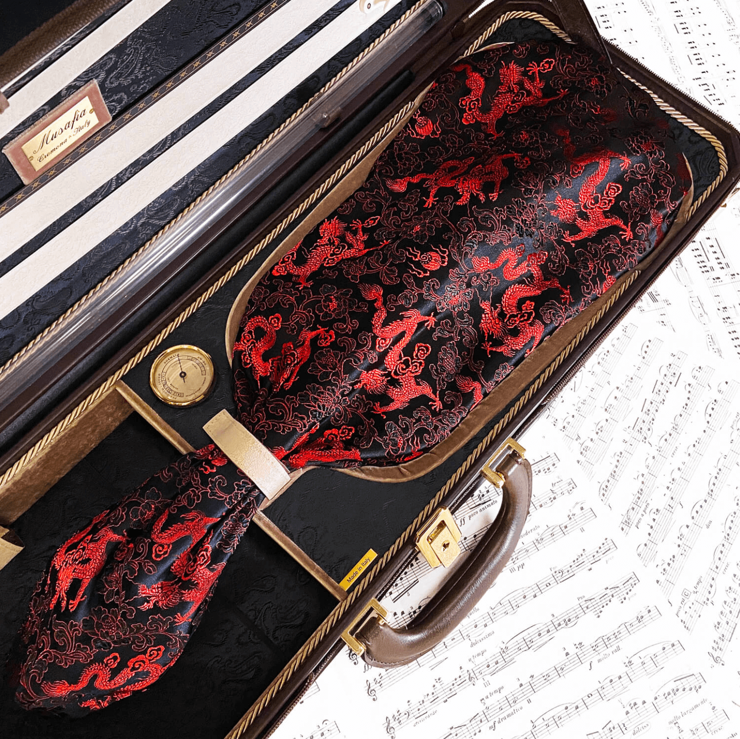 台灣我屋WoW 絲織錦緞小提琴袋-復刻紅