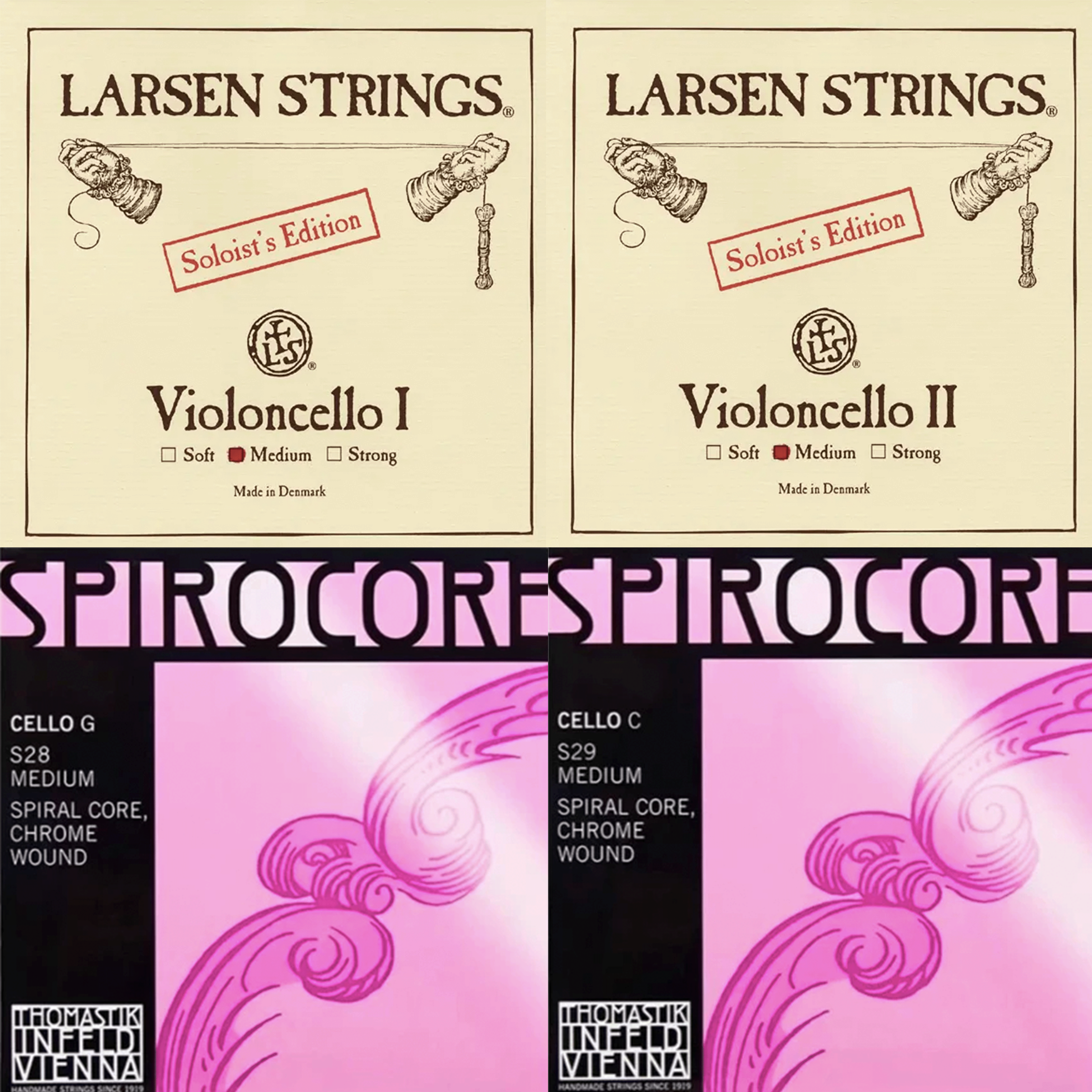Larsen solo medium AD + Spirocore S28 S29 大提琴組合套弦