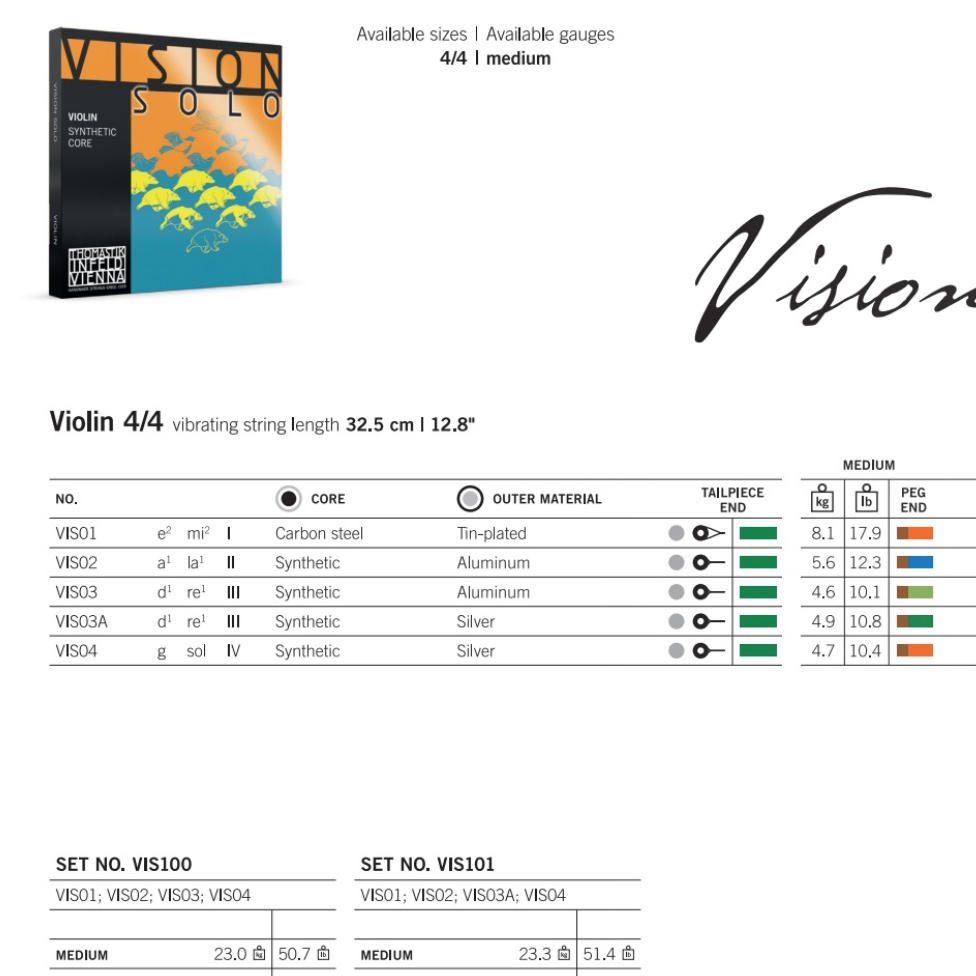 Thomastik Vision VIS100 小提琴套弦