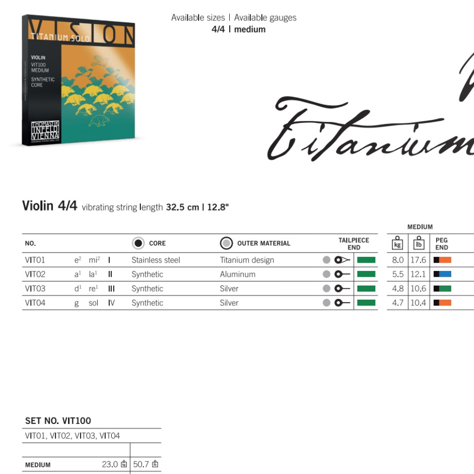 Thomastik Vision Titanium Solo VIT100 小提琴套弦