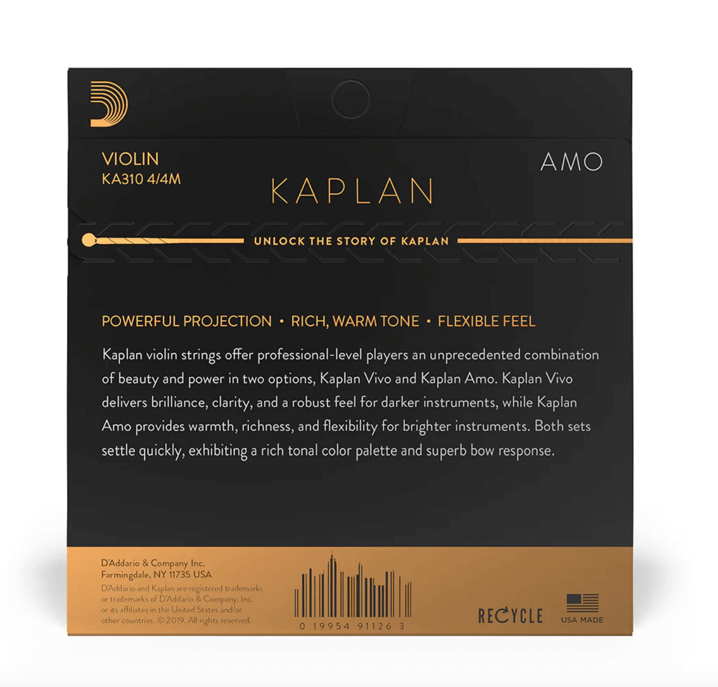 美國 D'Addario Kaplan KA311 Amo 4/4小提琴套弦